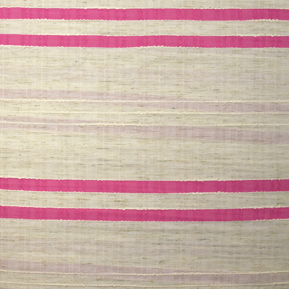 Viscose et coton rayé en relief rose fond écru naturel - Image 4