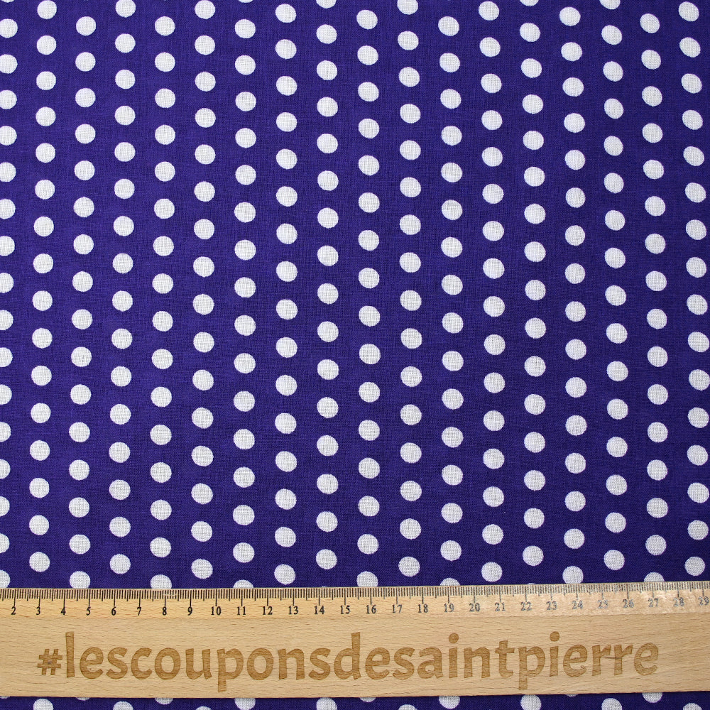 Viscose imprimée à pois 8mm blanc fond indigo - Image 3
