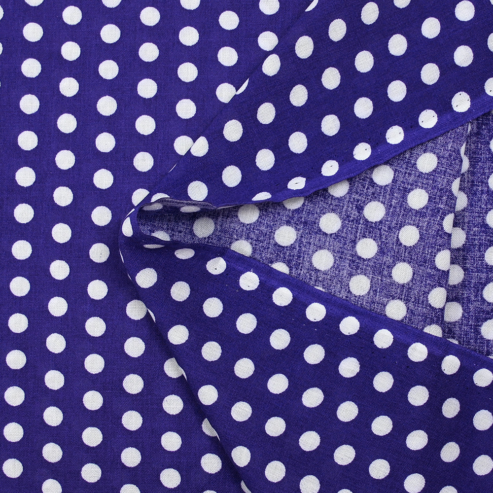 Viscose imprimée à pois 8mm blanc fond indigo - Image 5