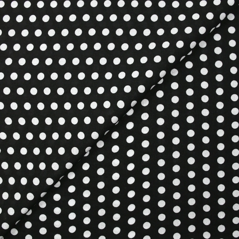Viscose imprimée à pois 8mm blanc fond noir