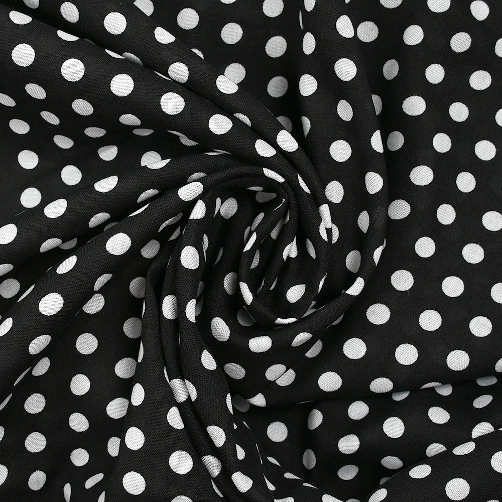 Viscose imprimée à pois 8mm blanc fond noir - Image 2