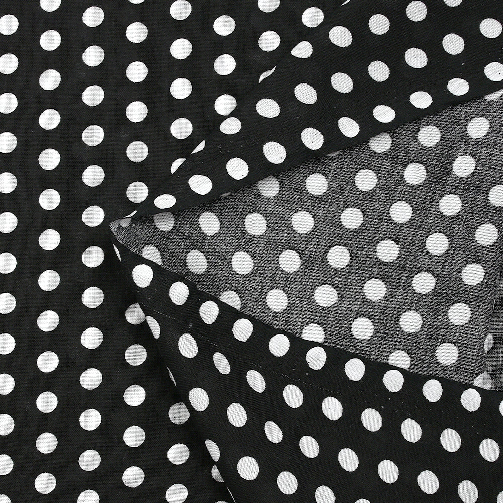 Viscose imprimée à pois 8mm blanc fond noir - Image 5