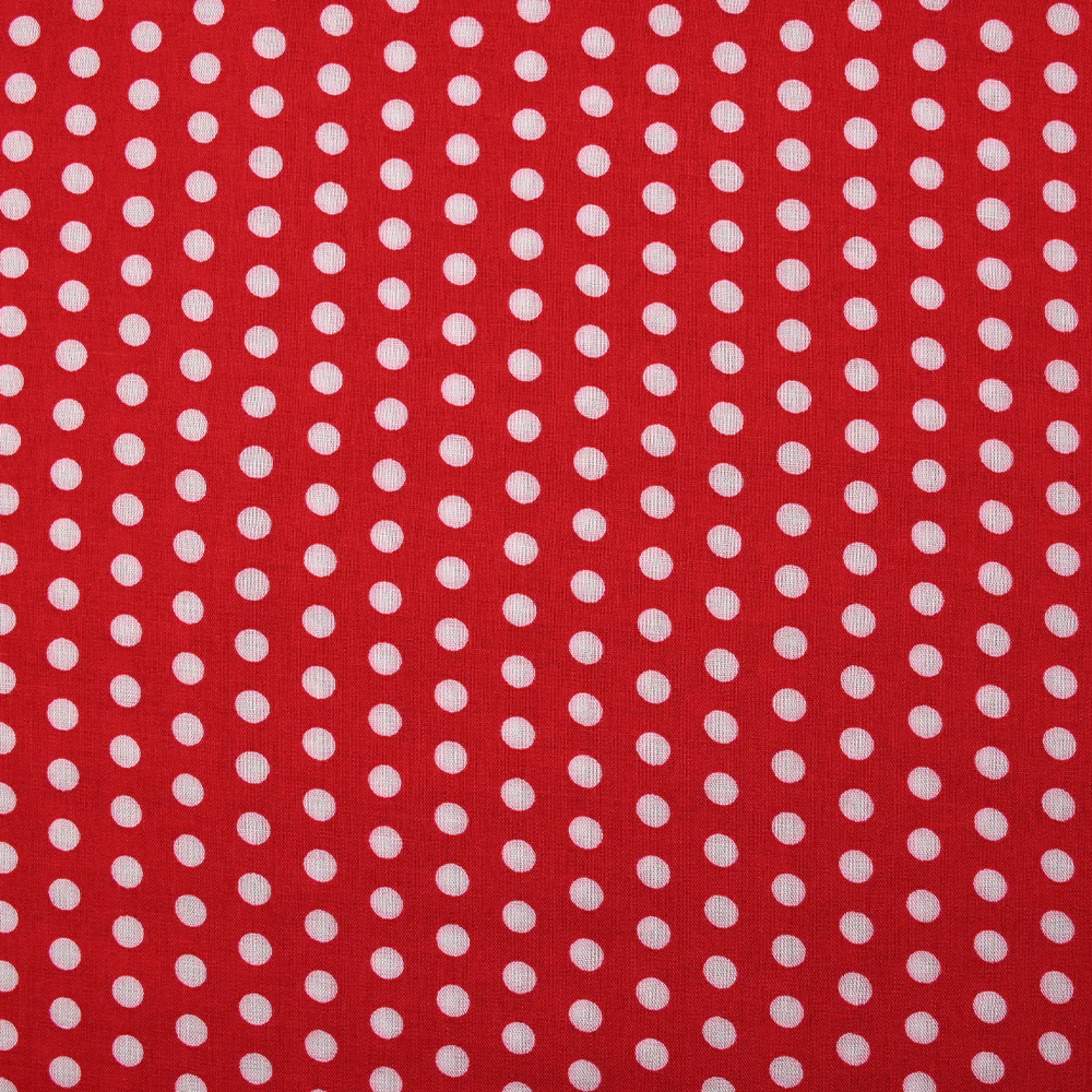 Viscose imprimée à pois 8mm blanc fond rouge - Image 4