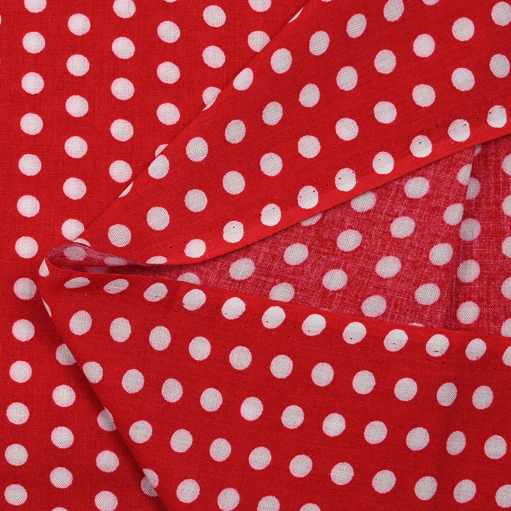 Viscose imprimée à pois 8mm blanc fond rouge - Image 5