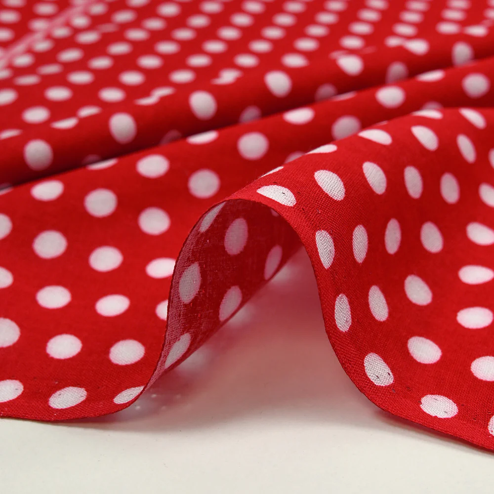 Viscose imprimée à pois 8mm blanc fond rouge - Image 6