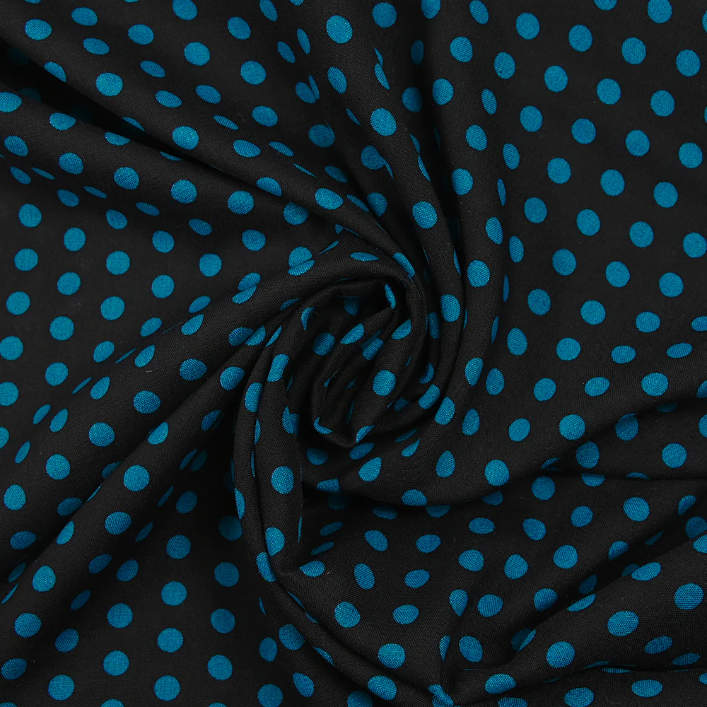 Viscose imprimée à pois 8mm canard fond noir - Image 2
