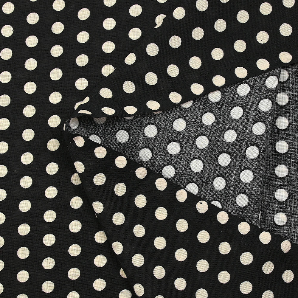 Viscose imprimée à pois 8mm écru fond noir - Image 5