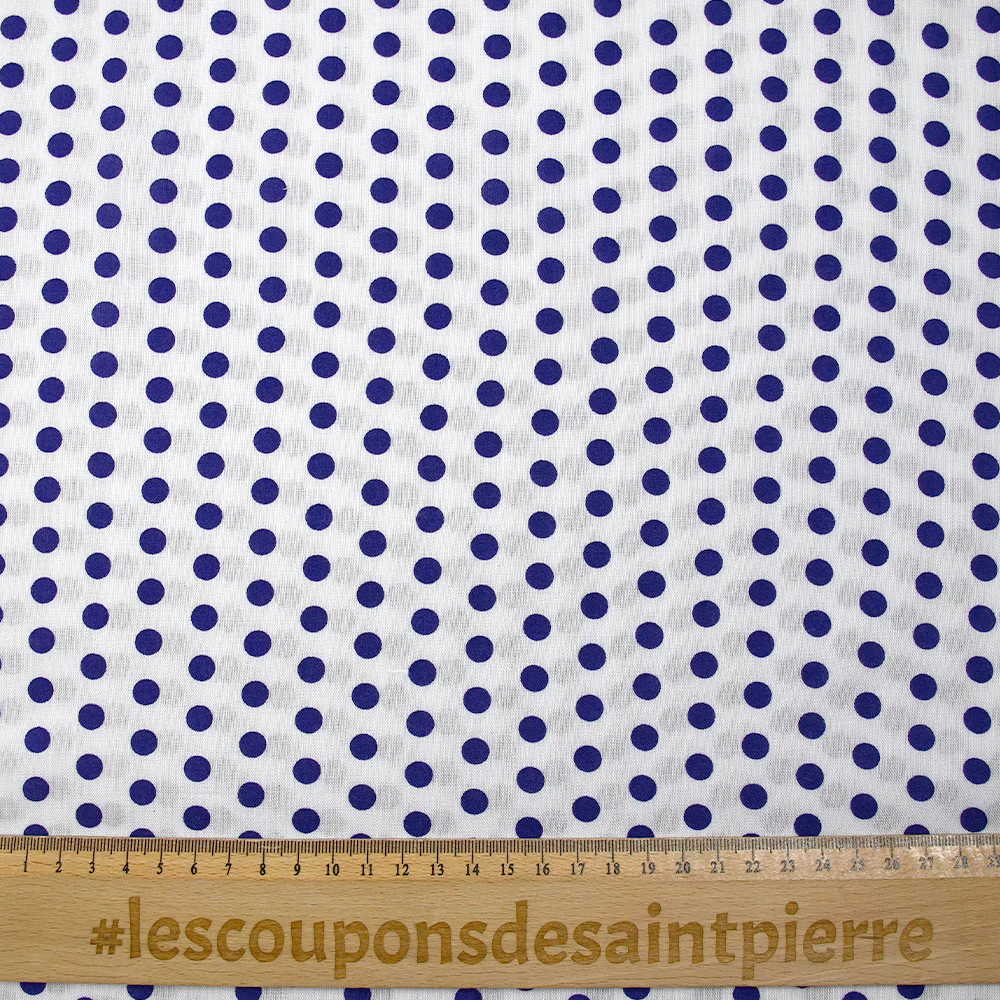 Viscose imprimée à pois 8mm indigo fond blanc - Image 3