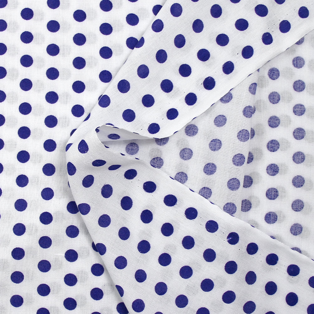 Viscose imprimée à pois 8mm indigo fond blanc - Image 5