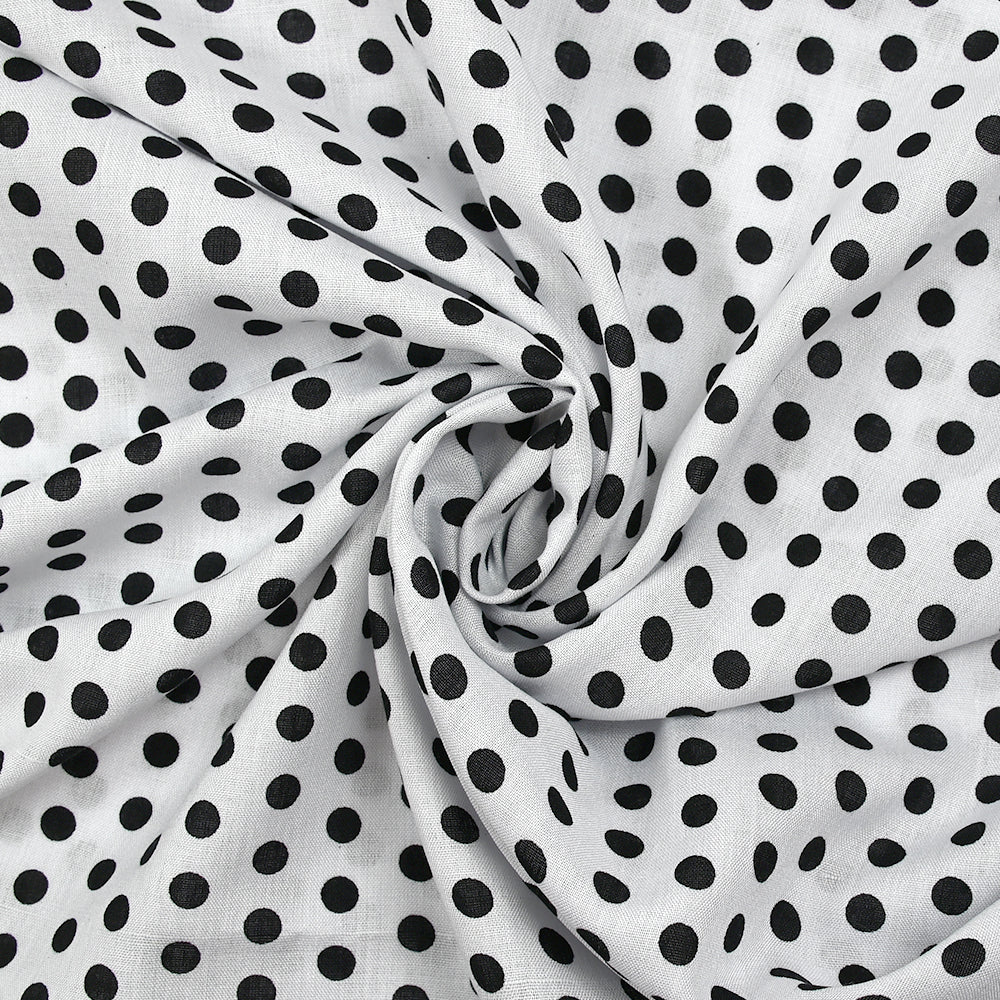 Viscose imprimée à pois 8mm noir fond blanc - Image 2