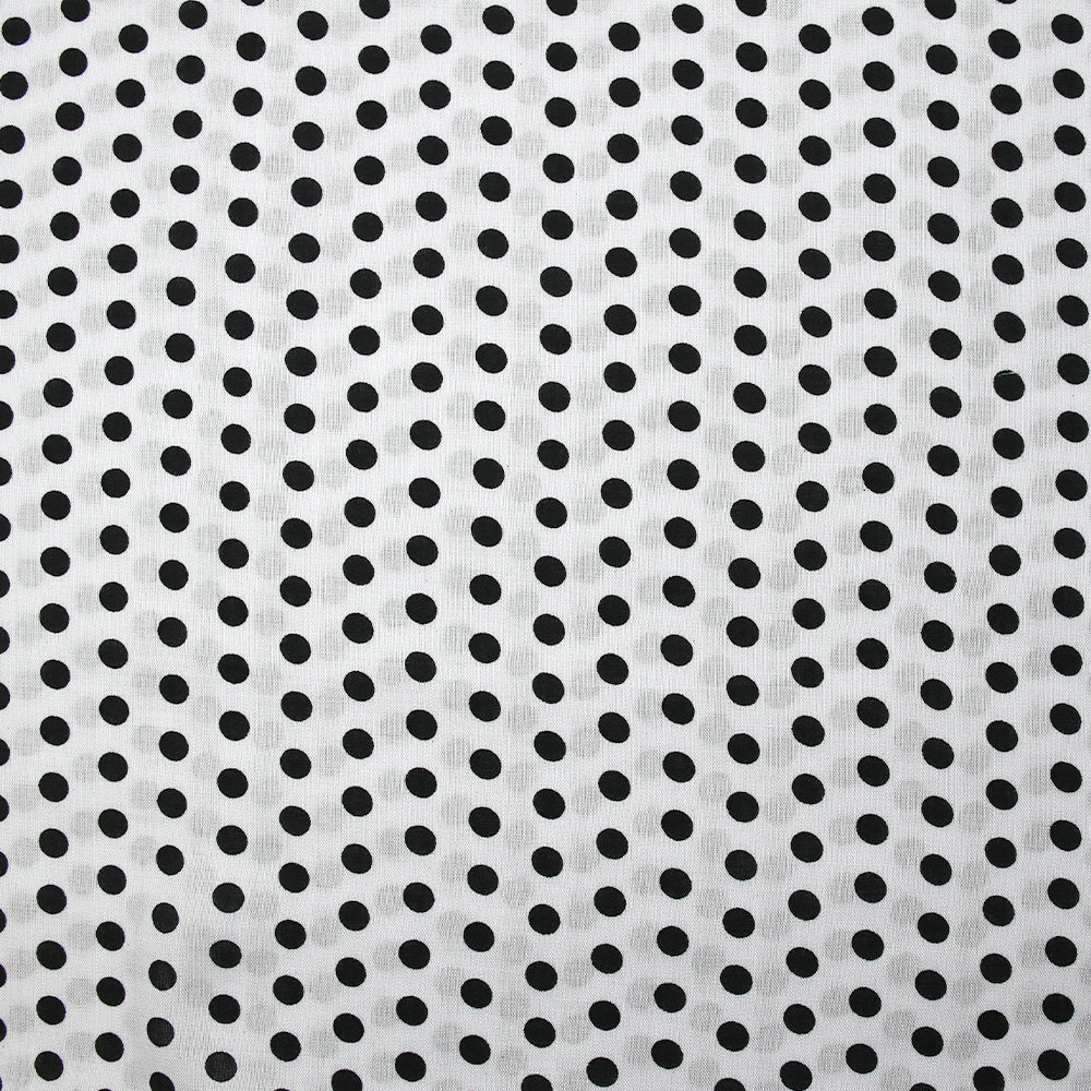 Viscose imprimée à pois 8mm noir fond blanc - Image 4
