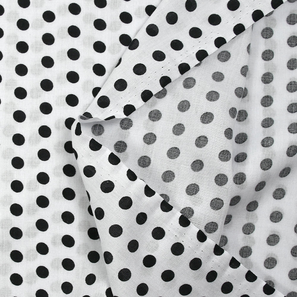 Viscose imprimée à pois 8mm noir fond blanc - Image 5