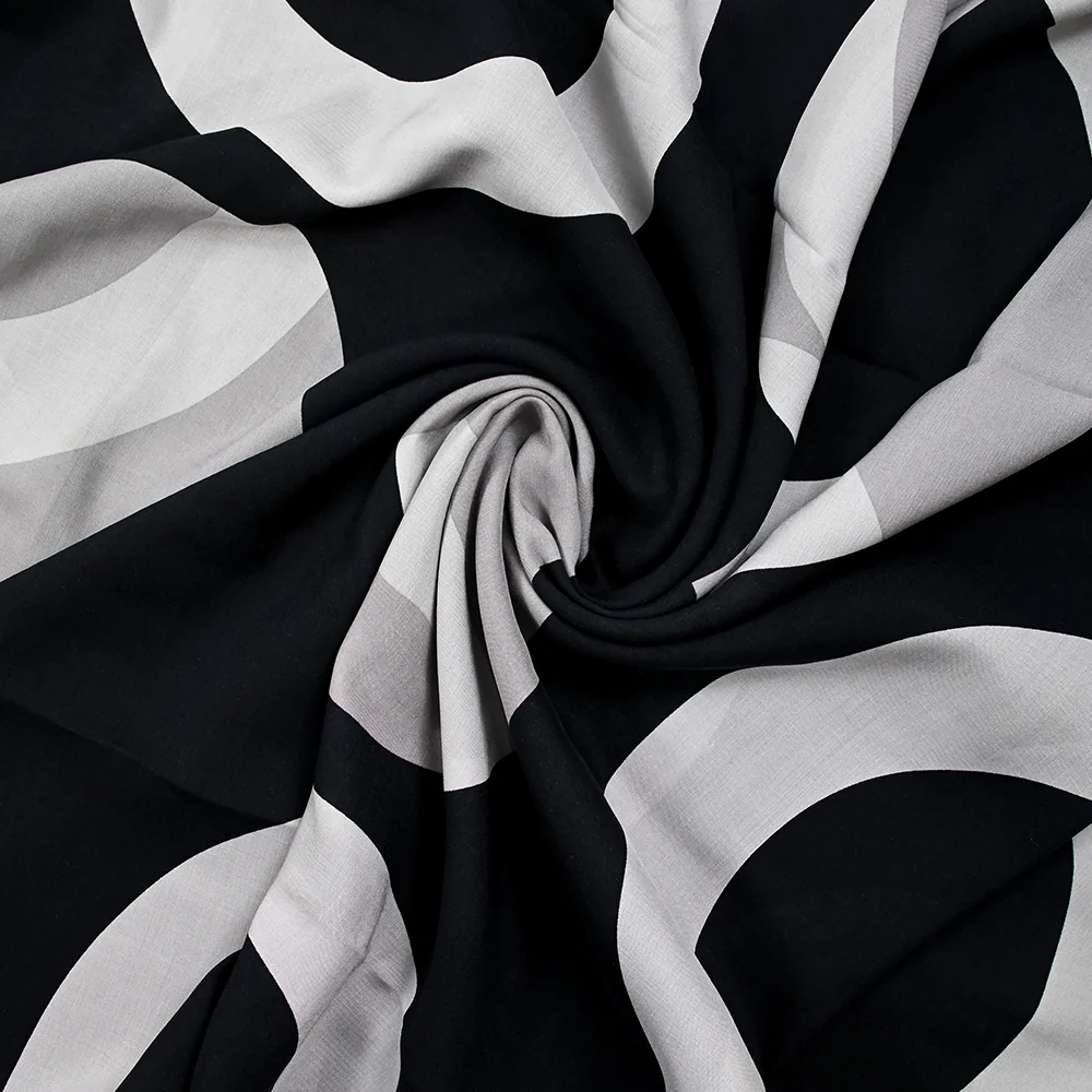 Viscose imprimée cercle gris fond noir - Image 2