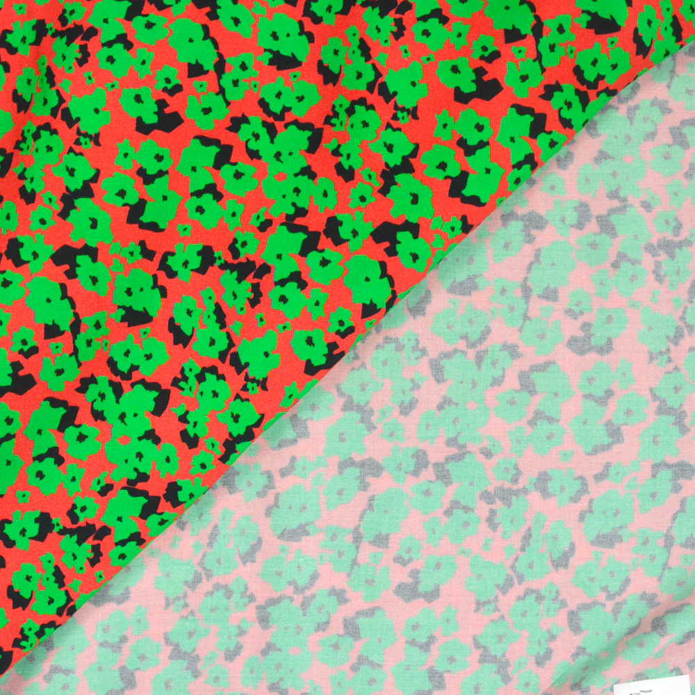 Viscose imprimée découpage vert fond rouge - Image 5