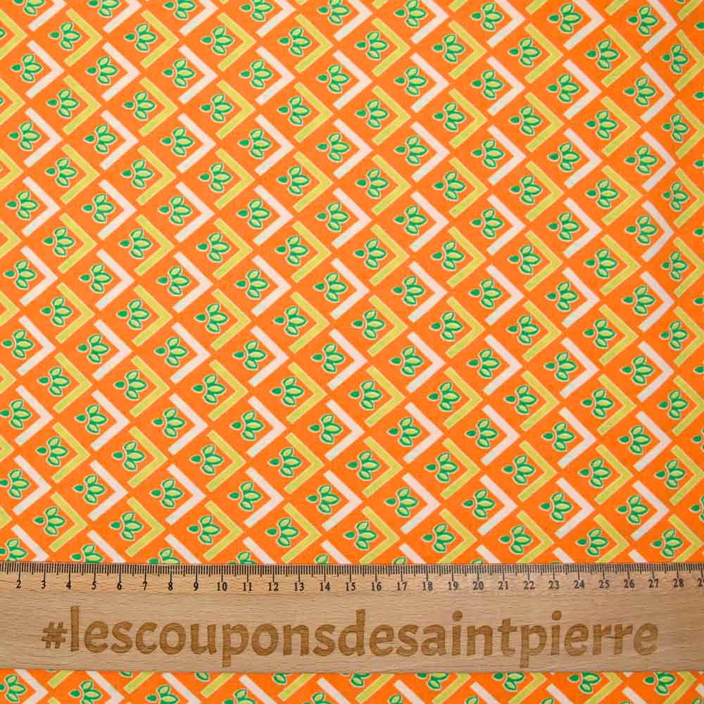 Viscose imprimée vintage fond orange - Image 3