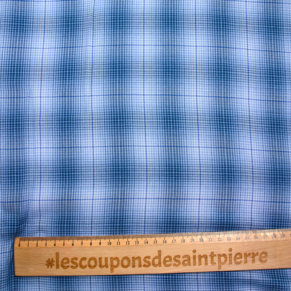 Viscose tissée teinte Laura à carreaux bleu - Image 3