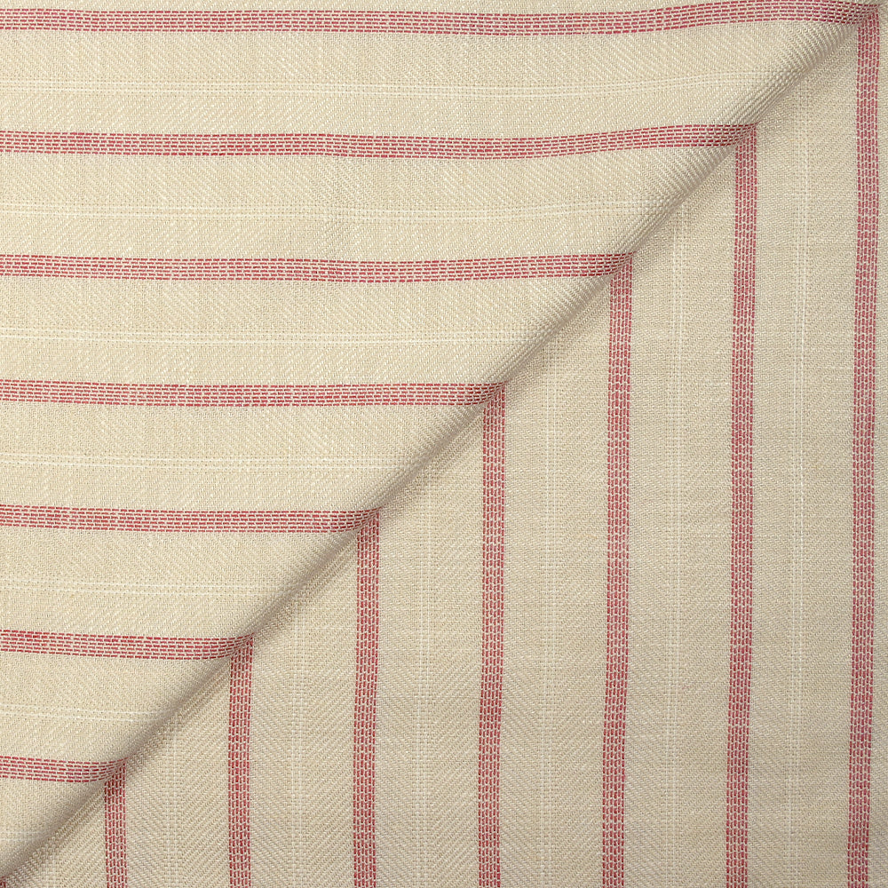 Viscose tissée-teinte rayée tomette fond écru
