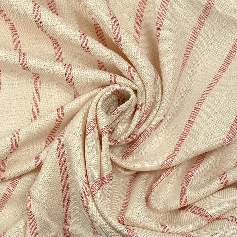 Viscose tissée-teinte rayée tomette fond écru - Image 2
