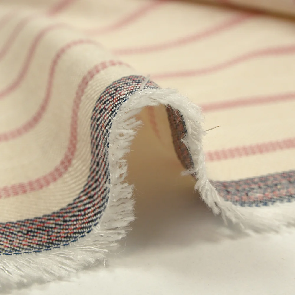 Viscose tissée-teinte rayée tomette fond écru - Image 6