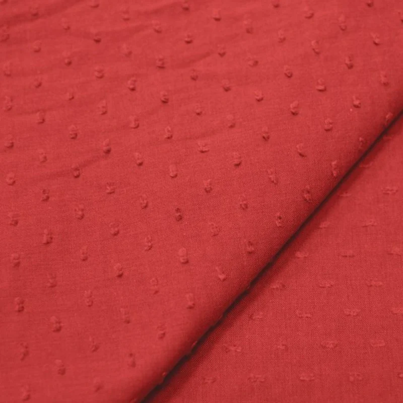 Voile de coton Plumetis rouge