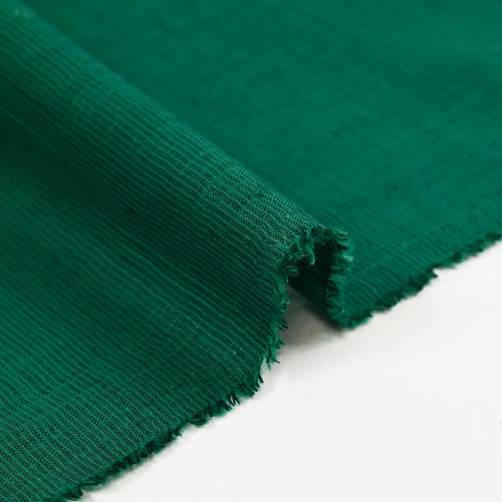 Voile de coton texturé vert émeraude - Image 4